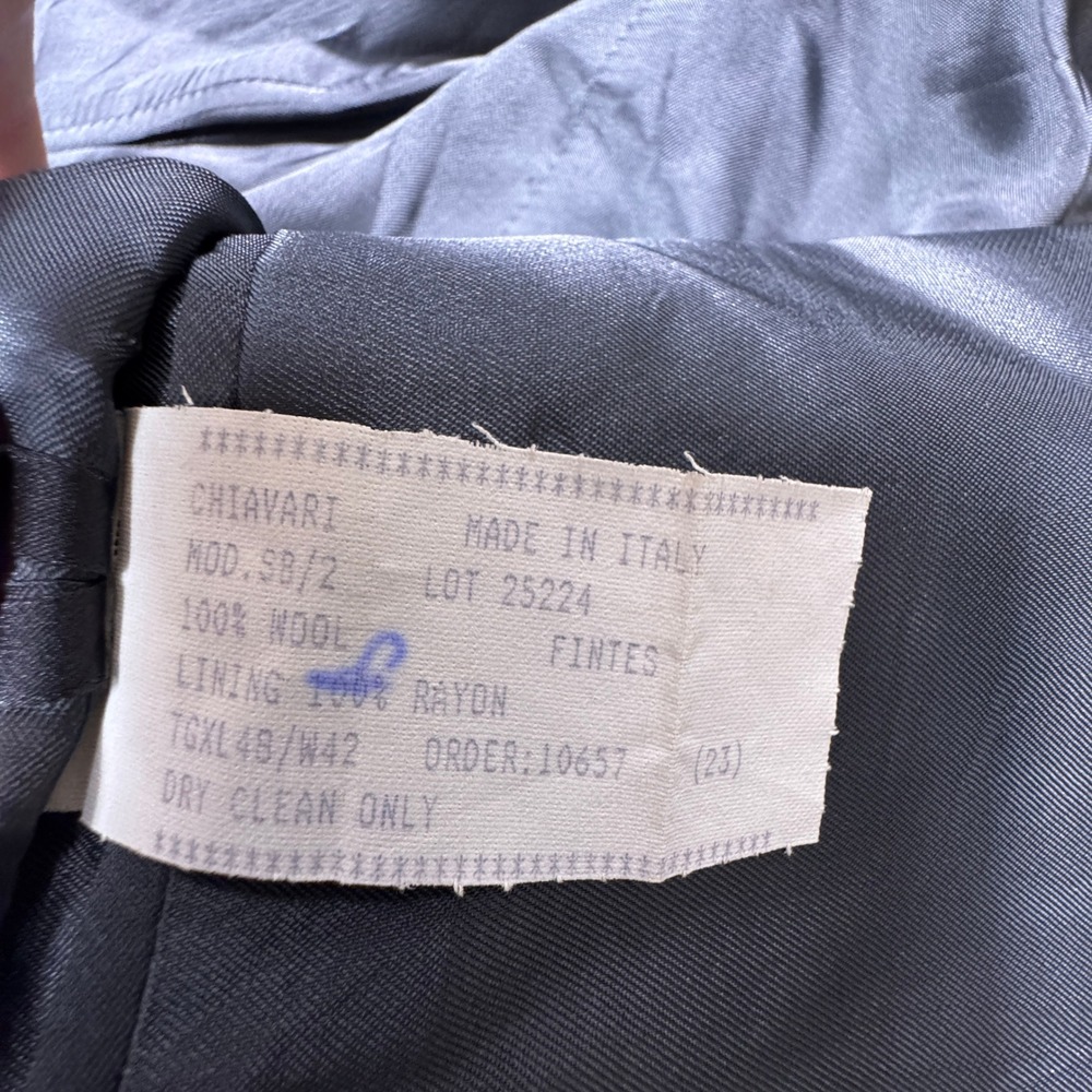 Chiavari Mens Suit Jacket Fintes Super 100s Wool‎ Gray Pinstripe Blazer Size 48L - Picture 2 of 8